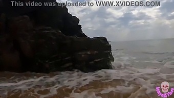 A Passionate Couple Enjoys Public Sex On A Beach