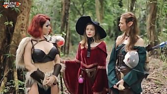 Geek Girls In Cosplay Play A Role-Playing Game With Sex.